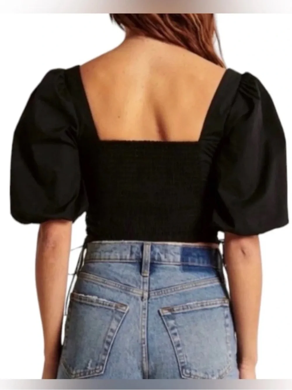 Black Puff Sleeve Sweetheart NWT Abercrombie Blouse